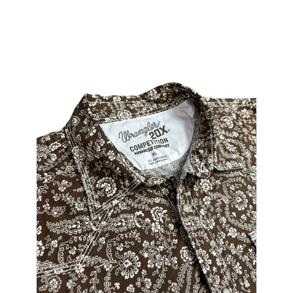 Wrangler 20X Competition Shirt Mens XL Brown Paisley Advanced Comfort Western